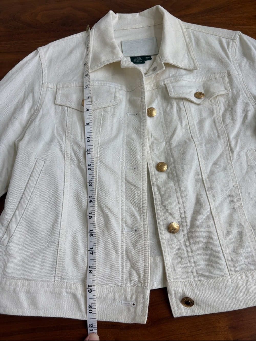 Lauren Jeans Co. Ralph Lauren Off-White Stretch Denim Jacket Petite Small - Picture 4 of 8